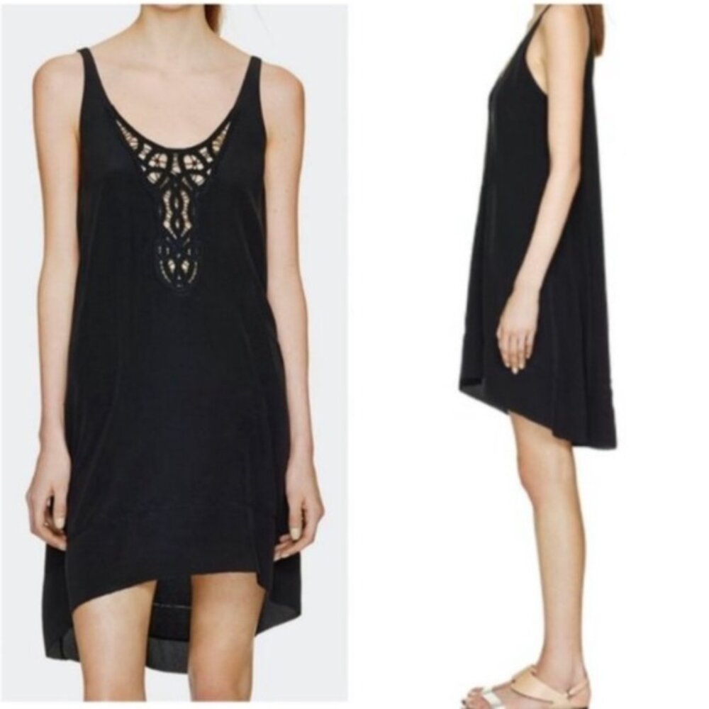 Aritzia Wilfred New Lazare Silk Lace Crochet Dress Light Hilow Sleeveless Aline